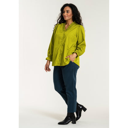 Studio SAtalie Shirt with smock neck Shirt Green