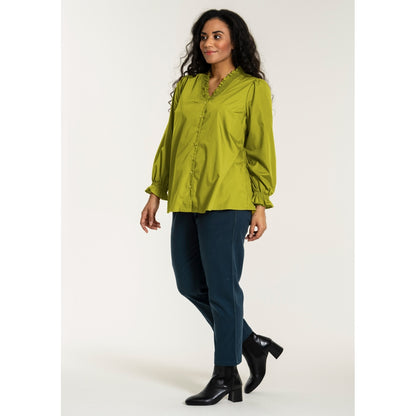 Studio SAtalie Shirt with smock neck Shirt Green