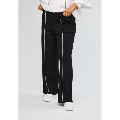 Studio SAuri Trousers with white tape Trousers Black