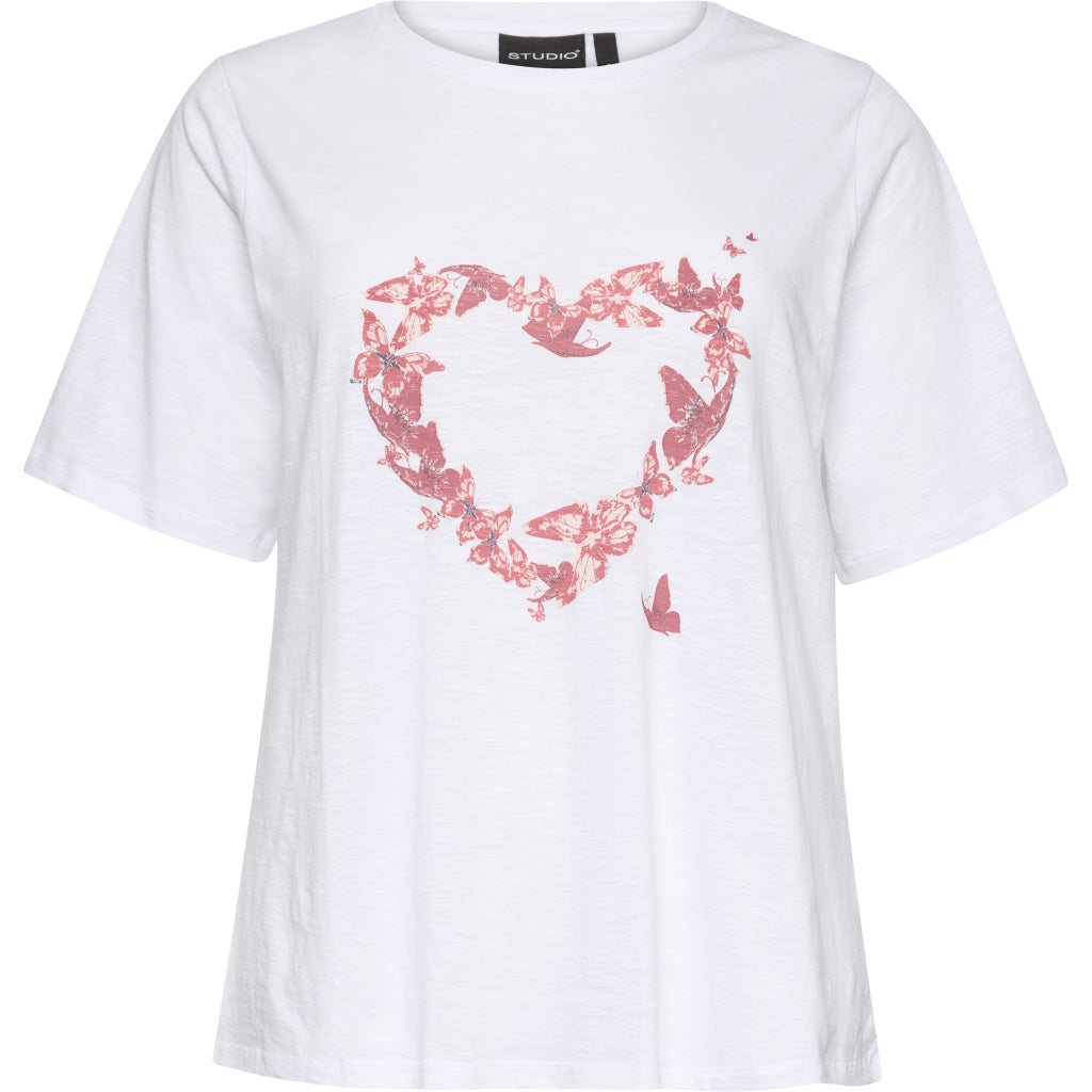 Studio SBella T-Shirt with print T-Shirt White with red butterflies