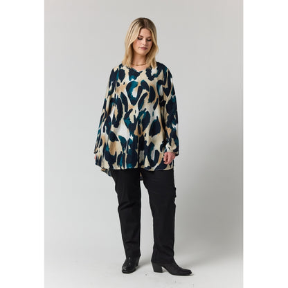 Studio SBerit Blouse Blouse Sand with black petrol clouds