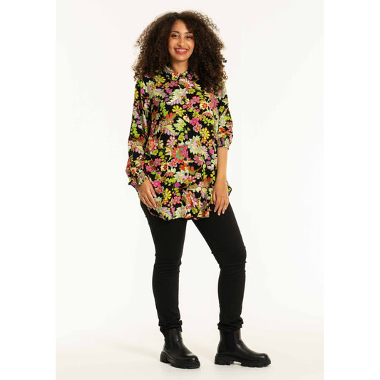 Studio SBitta Shirt Shirt Black with lime flowers