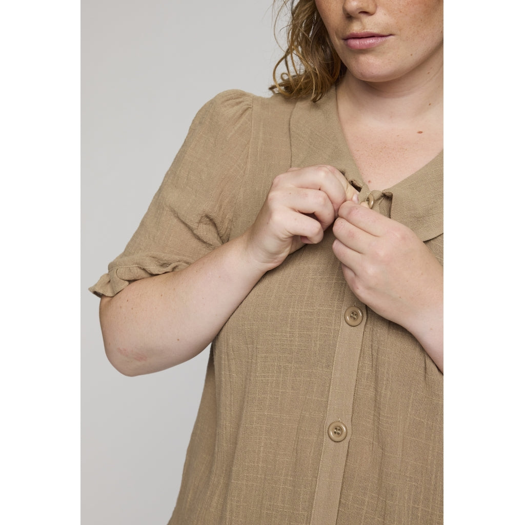 Studio SBridget shirt jacket with short sleeve Shirt Jacket Sand