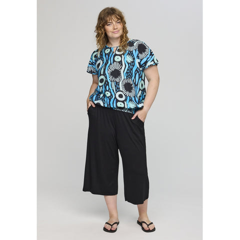 Studio SCamilla Blouse Blouse Black with blue printed