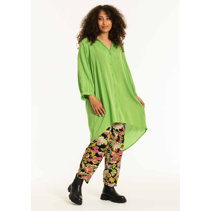 Studio SChristine Trousers WITHOUT elastic in legs Trousers Black with lime flowers