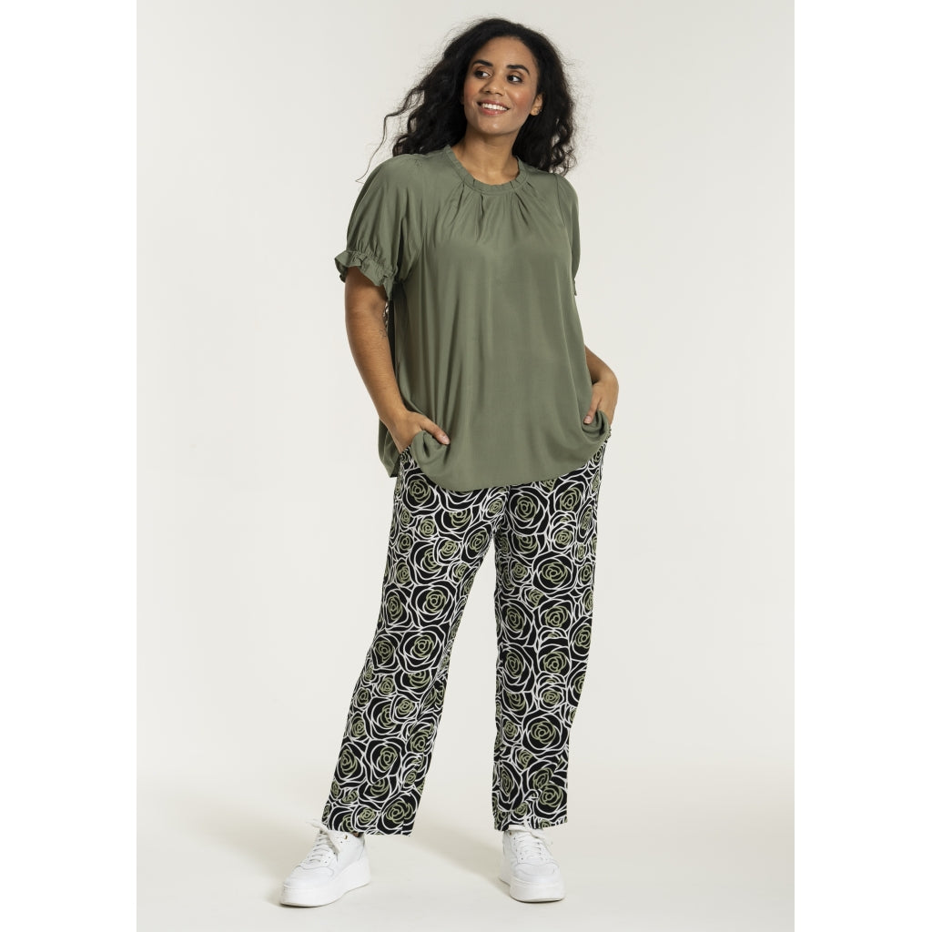 Studio SChristine Trousers WITHOUT elastic in legs Trousers Zebra with green flower