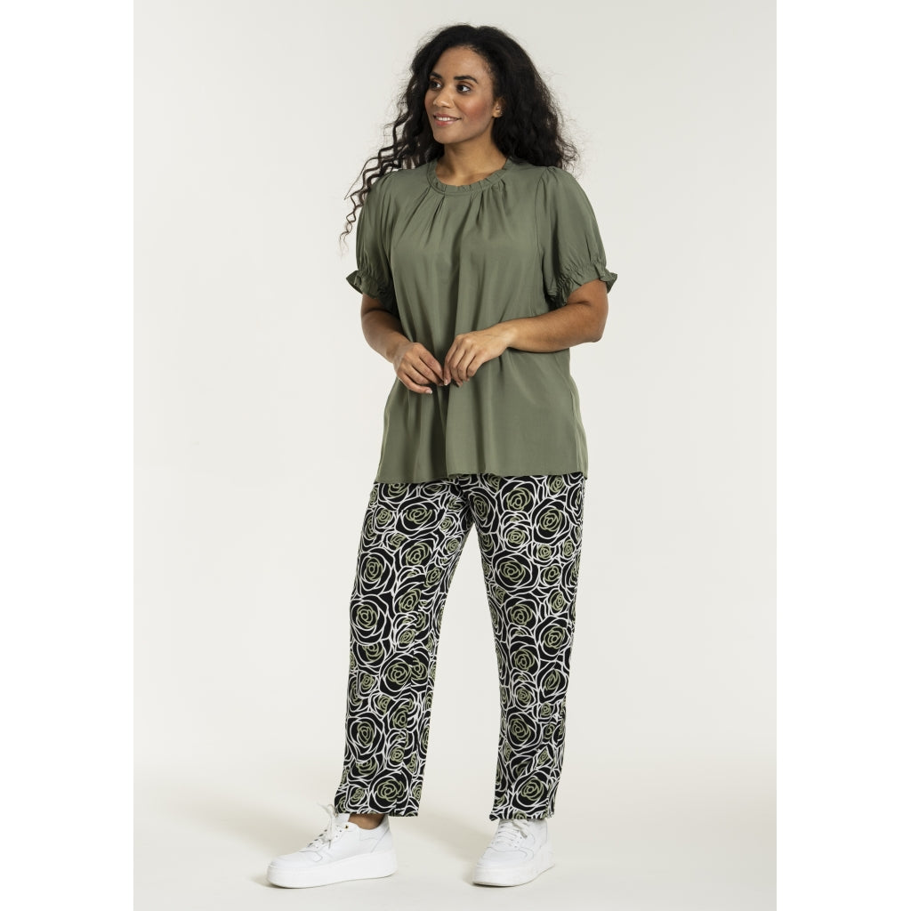 Studio SChristine Trousers WITHOUT elastic in legs Trousers Zebra with green flower