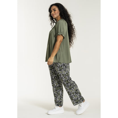 Studio SChristine Trousers WITHOUT elastic in legs Trousers Zebra with green flower