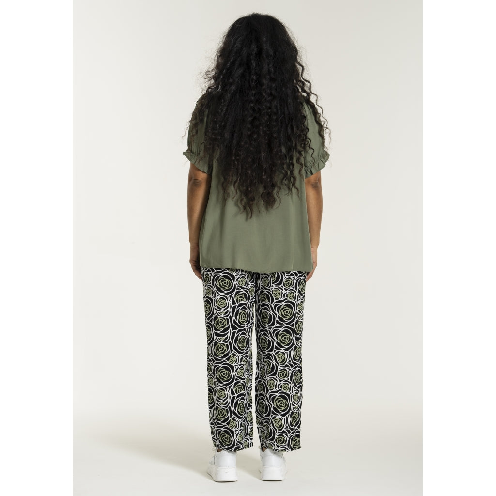 Studio SChristine Trousers WITHOUT elastic in legs Trousers Zebra with green flower