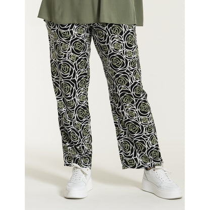 Studio SChristine Trousers WITHOUT elastic in legs Trousers Zebra with green flower