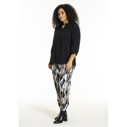 Studio SChristine Trousers WITHOUT elastic in legs Trousers Black with grey/sand skies