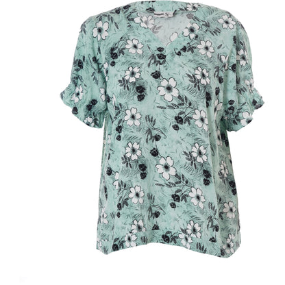 Studio SDasie Blouse Blouse Dusty green with black flowers