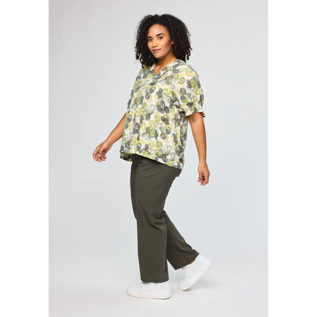 Studio SDasie Blouse Blouse Off white + green flowers