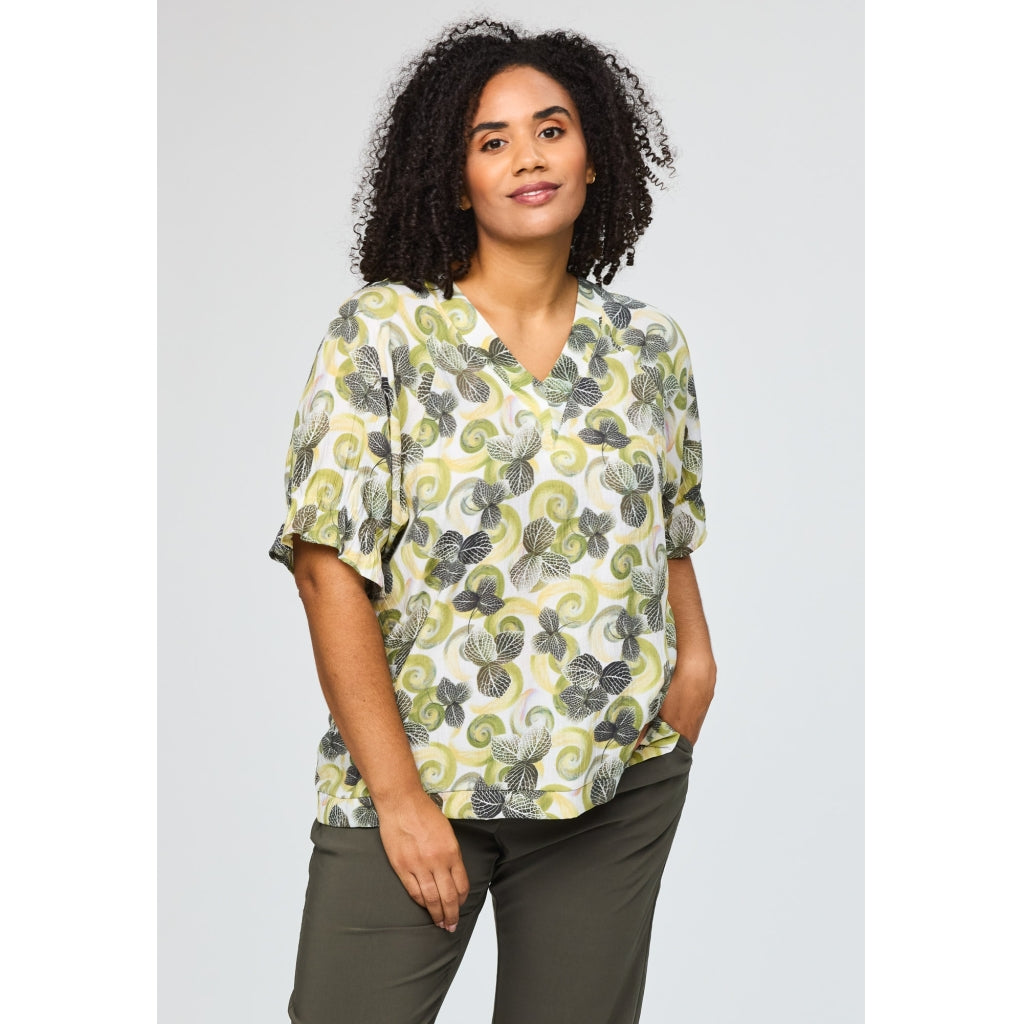 Studio SDasie Blouse Blouse Off white + green flowers