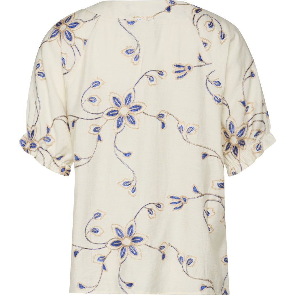 Studio SDasie Blouse Blouse Sand with blue embroidery