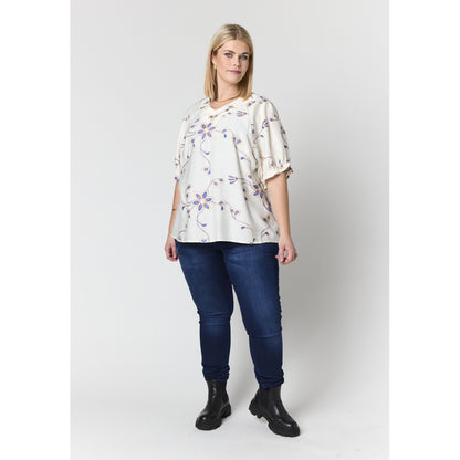Studio SDasie Blouse Blouse Sand with blue embroidery