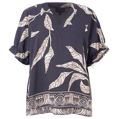 Studio SDasie Blouse Blouse Navy board with sand flowers