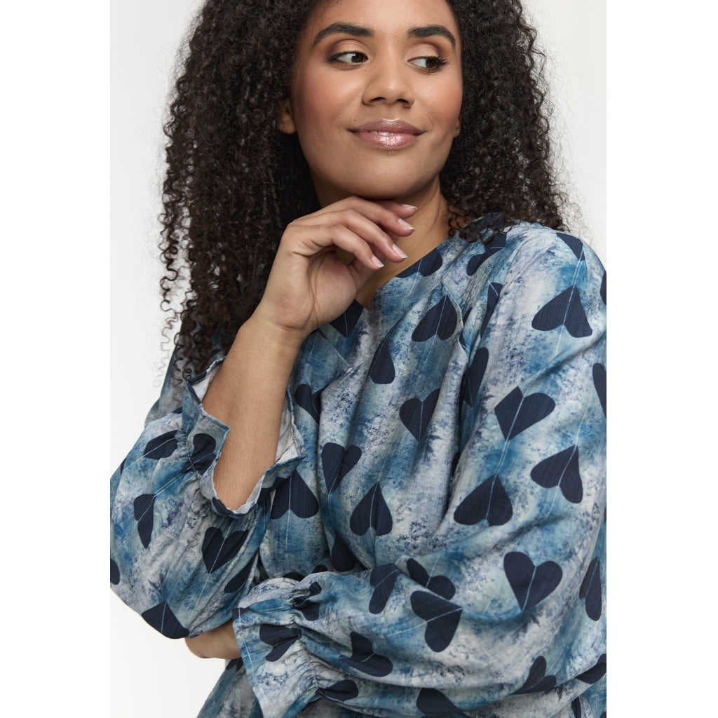 Studio SDasie Blouse with long sleeve Blouse Navy hearts