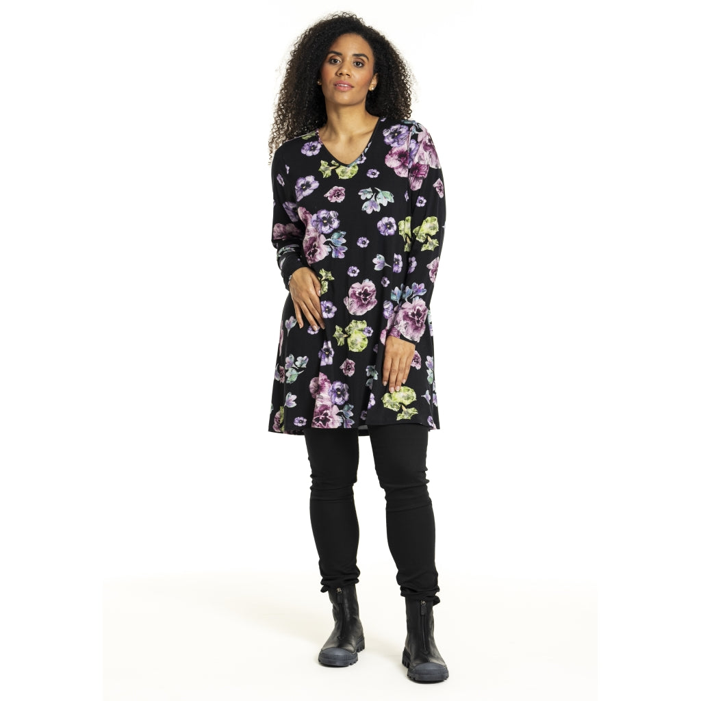 Studio SDitte Tunic Tunic Black with purple flowers