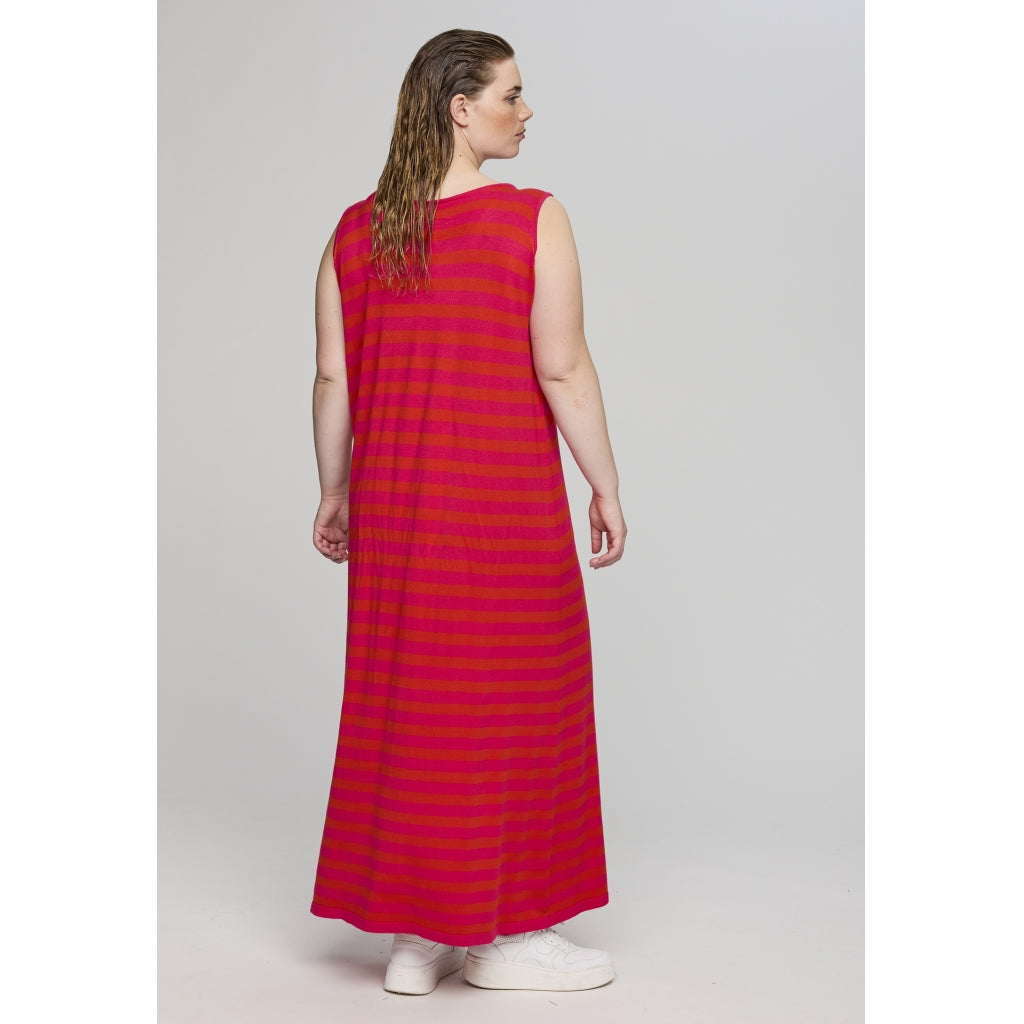 Studio SDolly knit long dress Long Dress Pink-orange stripe