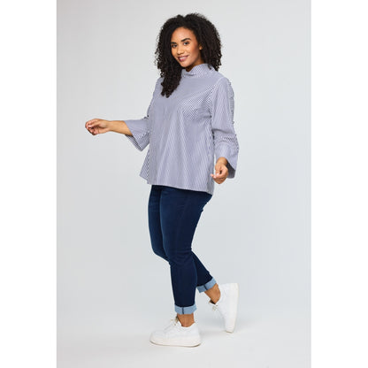 Studio SEllen Blouse with stripes Blouse Blue/White stripe