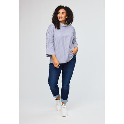 Studio SEllen Blouse with stripes Blouse Blue/White stripe