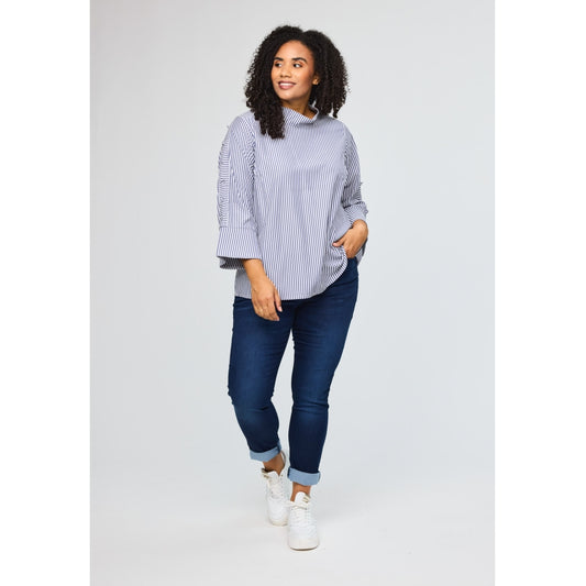 Studio SEllen Blouse with stripes Blouse Blue/White stripe