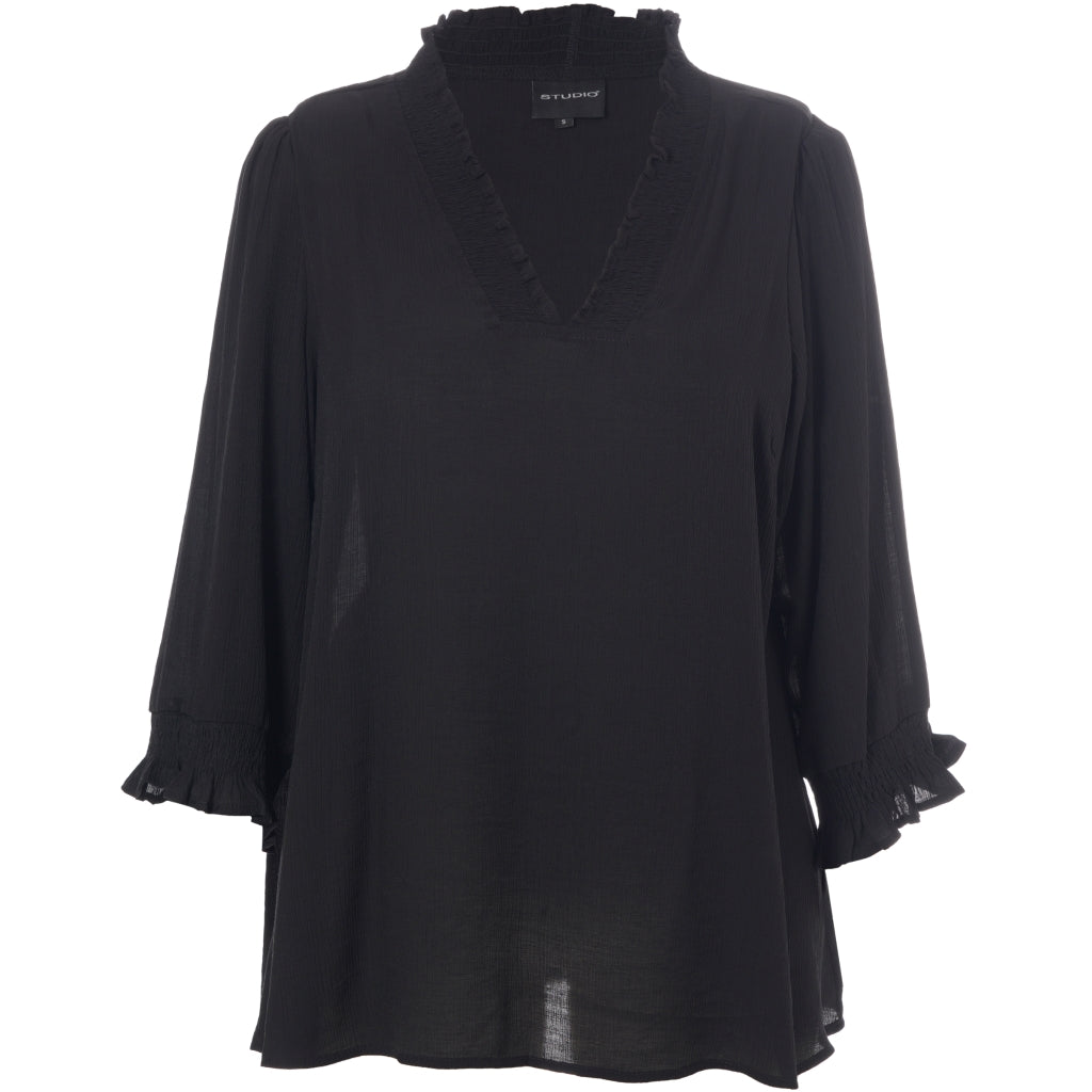 Studio SFeodora Blouse with smock neck Blouse Black