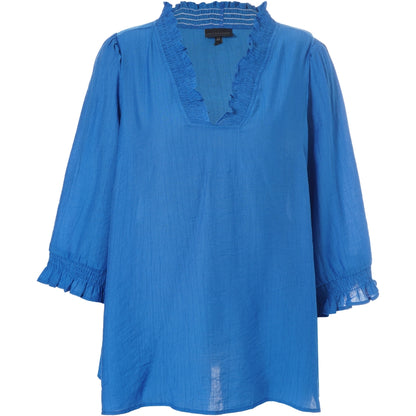 Studio SFeodora Blouse with smock neck Blouse Cobolt Blue