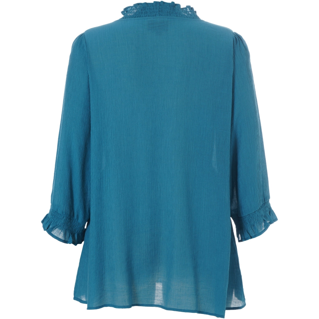 Studio SFeodora Blouse with smock neck Blouse Petrol