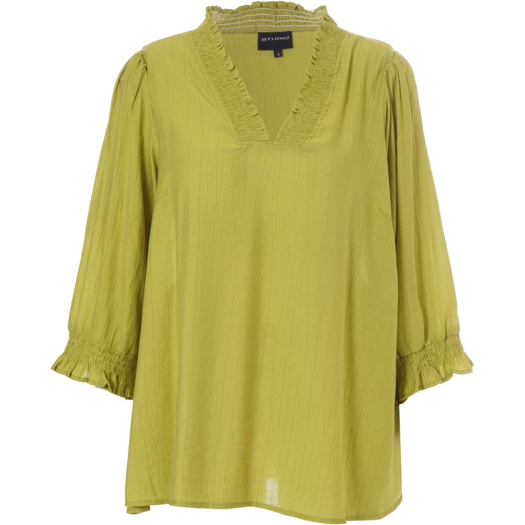 Studio SFeodora Blouse with smock neck Blouse Yellow