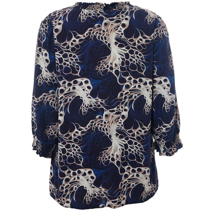 Studio SFeodora Blouse with smock neck Blouse Navy with sand print