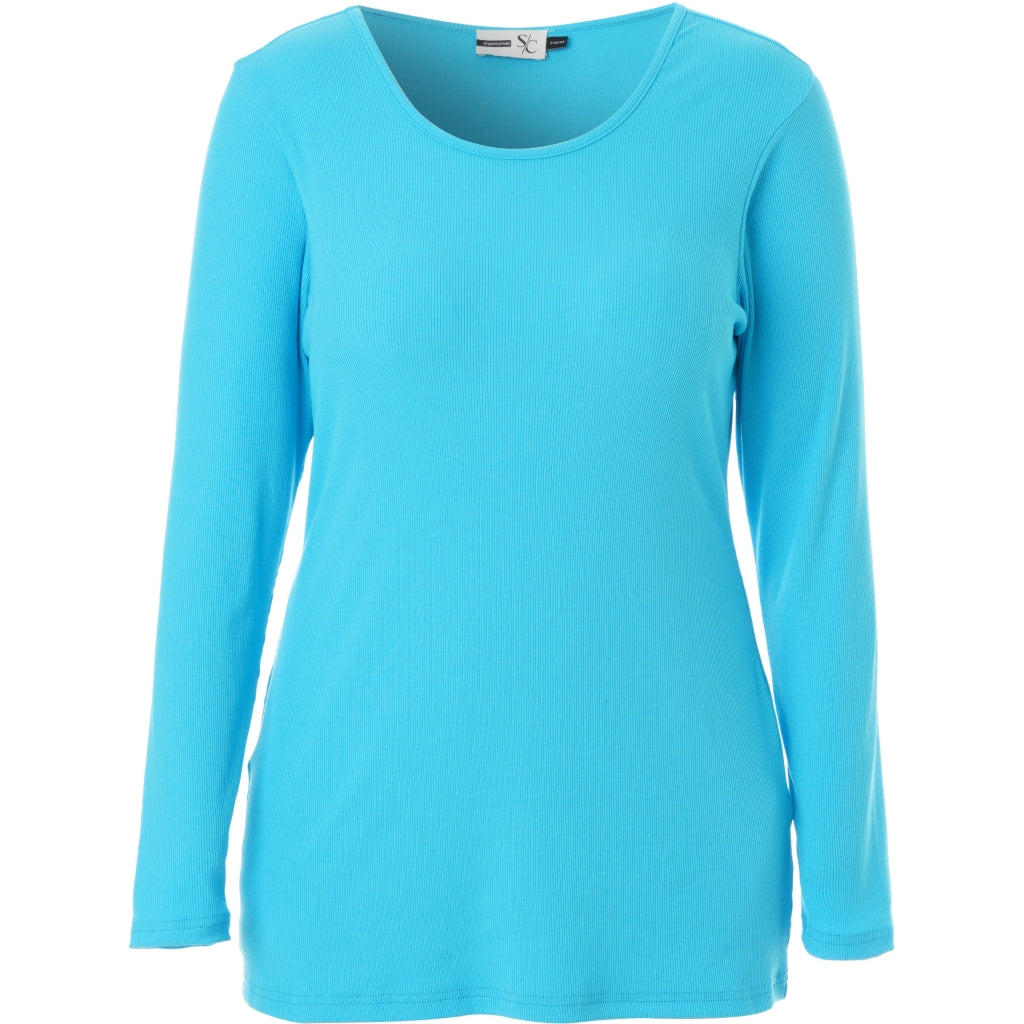 Studio SFlo rib blouse Blouse Iceblue