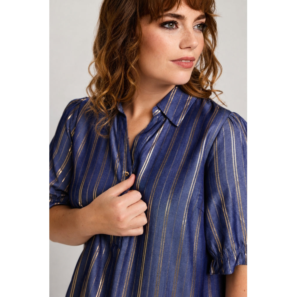 Studio SGunda Dress Dress Blue denim with gold stripes