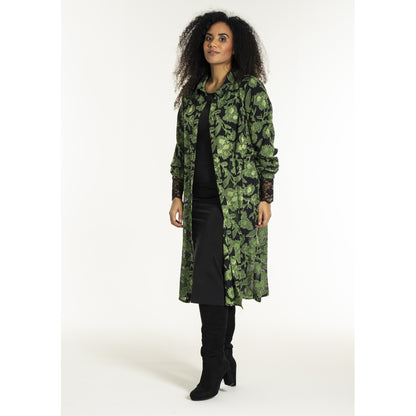 Studio SJuni Chiffon Shirt Shirt Black with bright green flowers