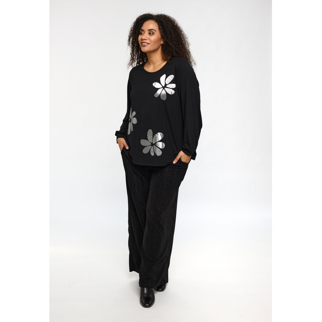 Studio SKirsten Blouse Blouse Black with silver flowers