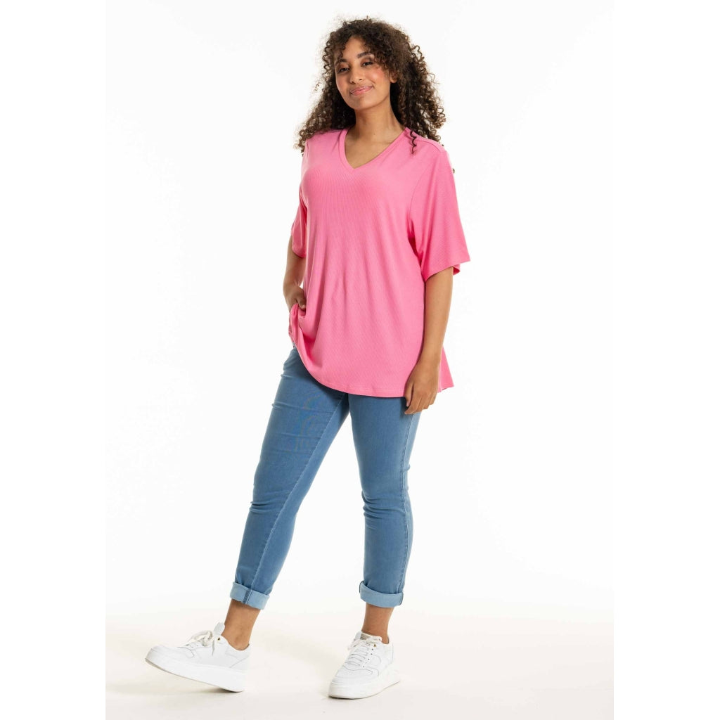 Studio SLykke rib T-shirt T-Shirt Pink