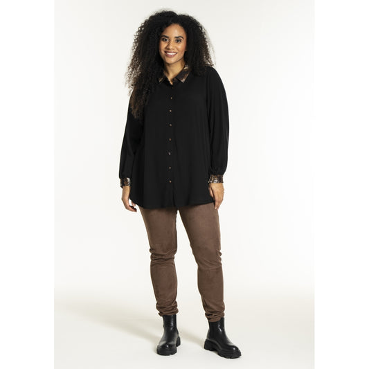Studio SNicolette Shirt Shirt Black with brown animal print