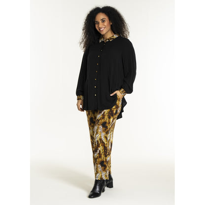 Studio SNicolette Shirt Shirt Black with yellow animal print