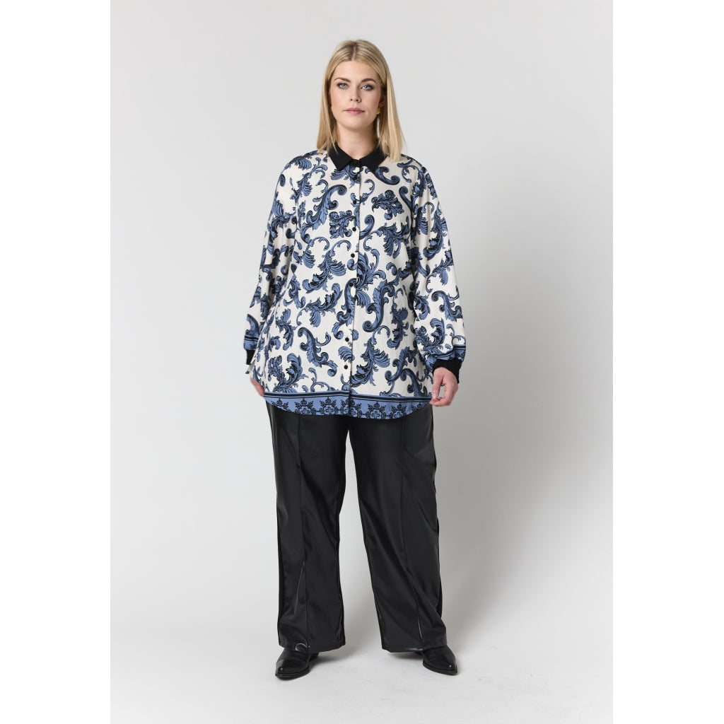 Studio SNicolette Shirt Shirt White with blue black board fabric