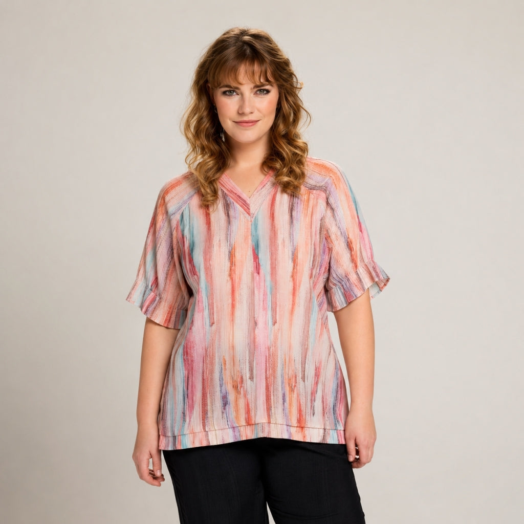 Studio SNicolina Blouse Blouse Pink with gold stripes