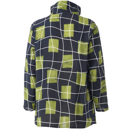 Studio SOlivia Blouse Blouse Black with squares with white lines and green wind