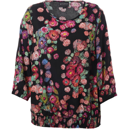 Studio SPamela Blouse Blouse Black with multicolor flowers