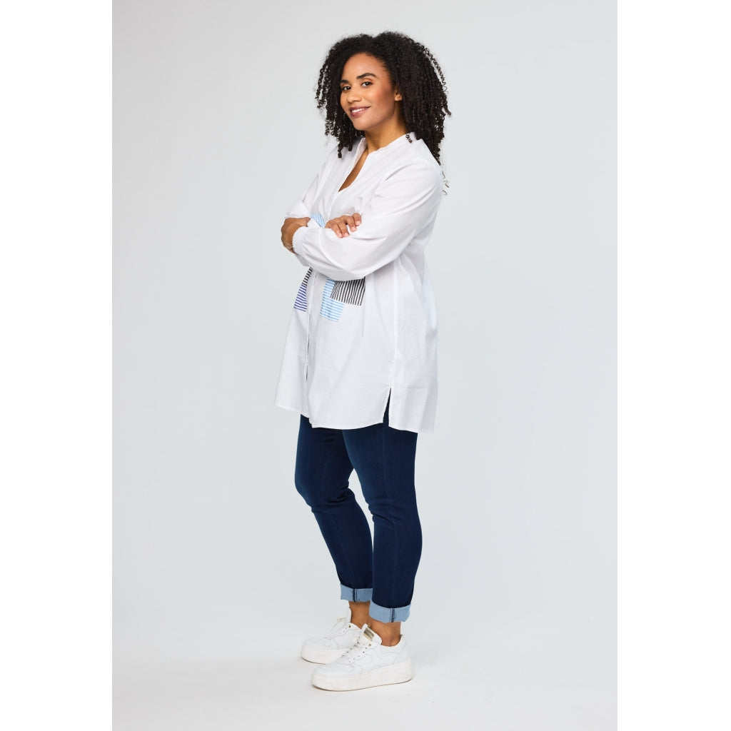 Studio SSvala White shirt with blue striped details Shirt White with blue details