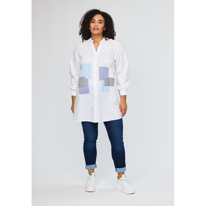 Studio SSvala White shirt with blue striped details Shirt White with blue details