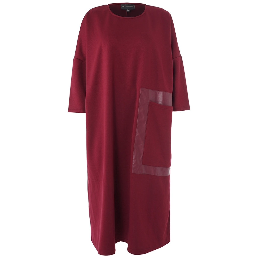 Studio STahlia Dress with leather pocket Dress Bordeaux