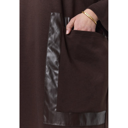 Studio STahlia Dress with leather pocket Dress Brown