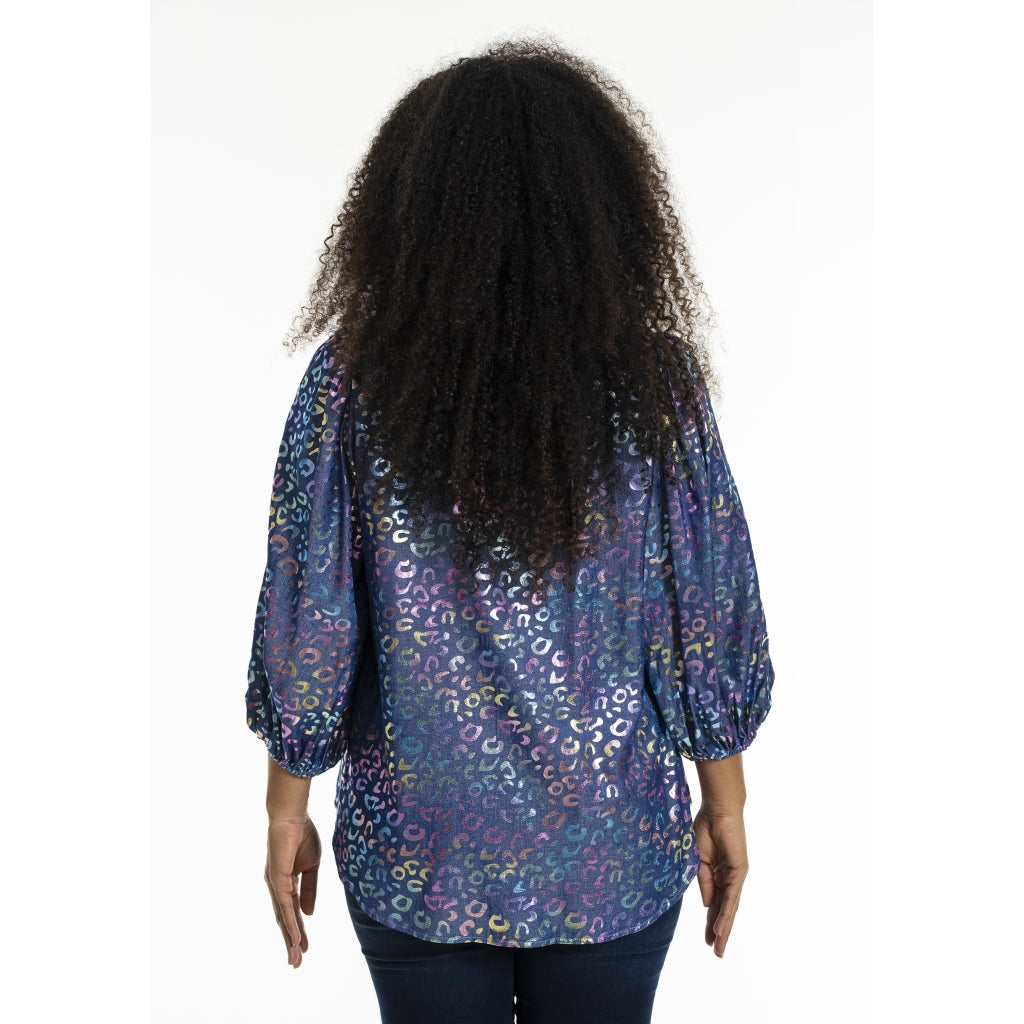 Studio STiff Shirt Shirt Blue denim + multi color print