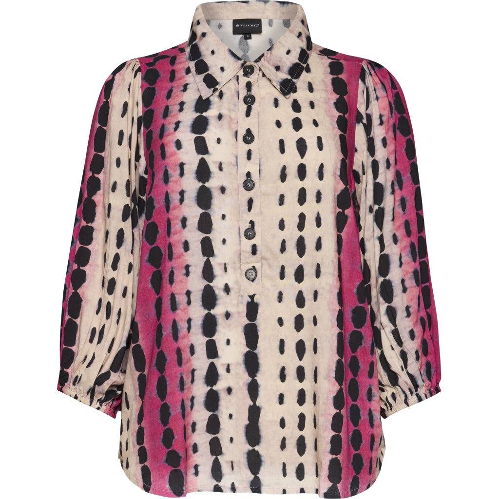 Studio STiff Shirt Shirt Pink black dot print
