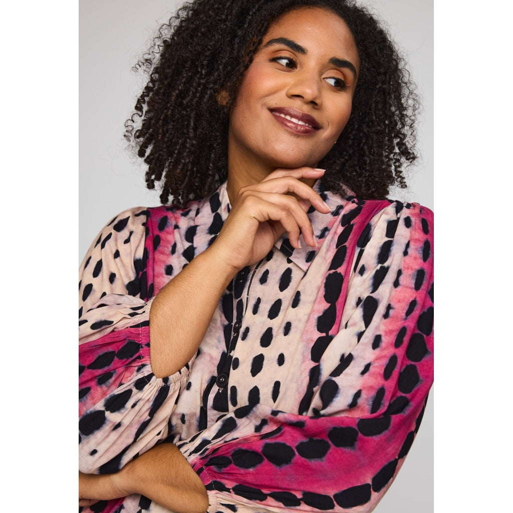 Studio STiff Shirt Shirt Pink black dot print